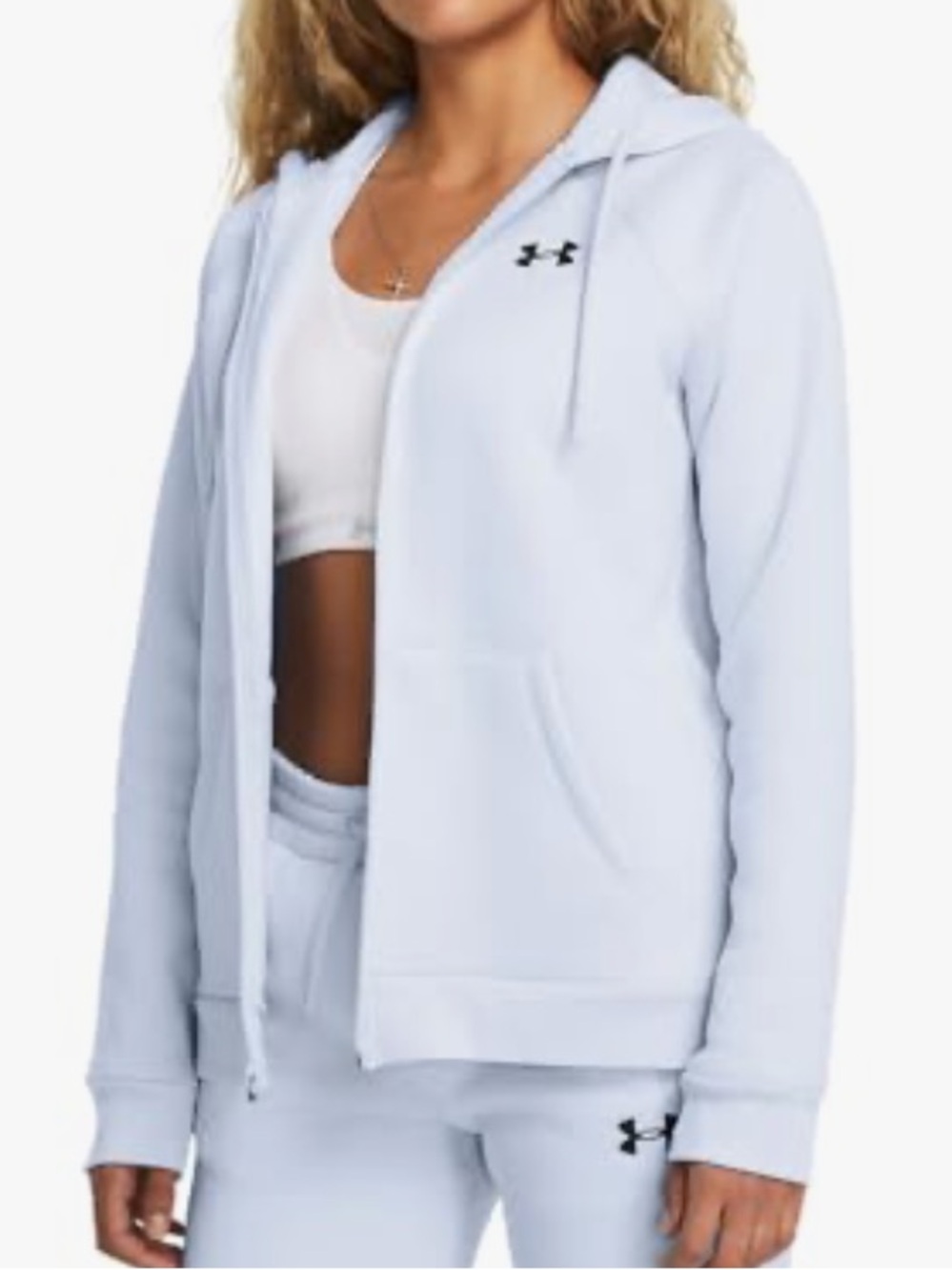 NWT Under Armour Pale Blue Fleece Full-Zip Hoodie retail $60
